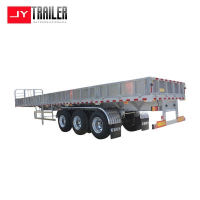 China Steel 50 Ton Side Wall Flat Bed Semi Trailer Truck Transport Side Wall Drop Side Wall Semi Trailer for sale