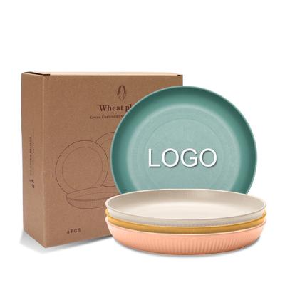 China Viable Custom Hot Selling Bpa Free Wheat Straw Tableware Dinner Dish Reusable Biodegradable Eco Friendly Plastic Set for sale