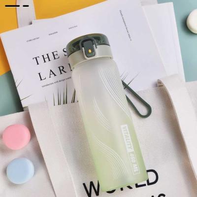 China Sustainable 460ml Frosted Shading Color Drinkware BPA Free Plastic Lid Borosilicate Glass drinking Water Bottle for sale