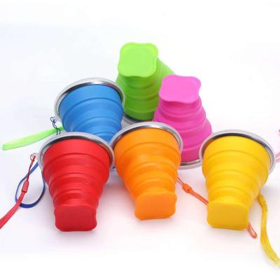 China 2021 New design BPA free silicone 200ml stocked portable collapsible expandable coffee cup tea cup water cup for sale