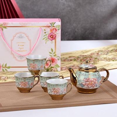 China Sustainable Luxury Bone Space China Cup Teapot Tea Set Fashionable Customized Drink Care Ethiopian Style for sale