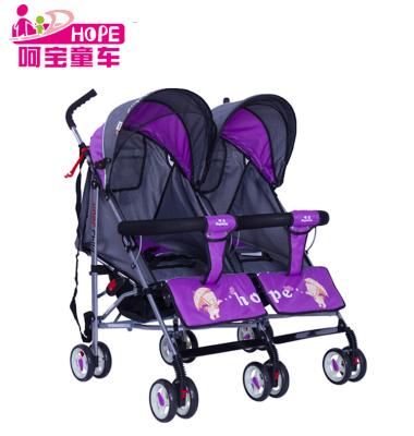 China Easy Twin Type Steel Frame Fold Baby Seat Child Baby Stroller Polyester Anhui Hope Twin Pram for sale