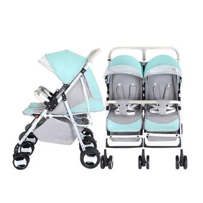 China Carbon steel carbon steel kids triple twin stroller, lightweight two doll stroller set from China for sale