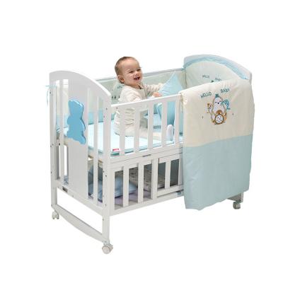 China Modern European style multifunctional wooden baby sleep nest, mosquito net baby crib wooden wholesale for sale