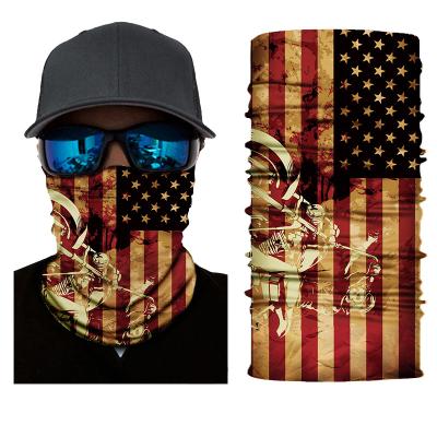 China Sunscreen Wholesale Customized Bandanas 100% Polyester Seamless Flag Bandanas Neck Cuff For Motorcycling for sale