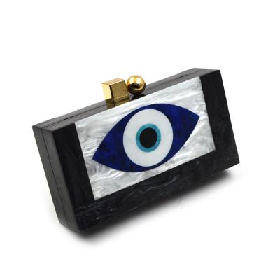 China Hot Selling Evil Eye Dinner Bag Acrylic Portable Shiny Single Shoulder Bag Wedding Dinner Diagonal Clutch for sale