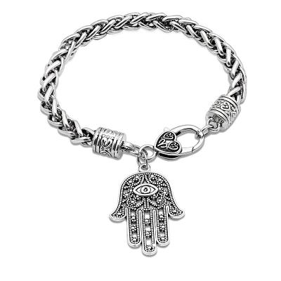 China Vintage European and American wild punk palm Hamsa hand pendant bracelet Fatima Hand Jewelry for sale