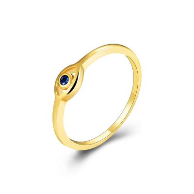 China Religious S925 European and American Gold Plated Ring of Sterling Silver Evil Eye Ring Retro Zircon Blue Eye for sale