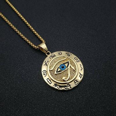 China Stainless Steel Pendant Ancient Egyptian Myth Eye Of Horus The Eye Of Horus Eagle Head God Eye Necklace for sale