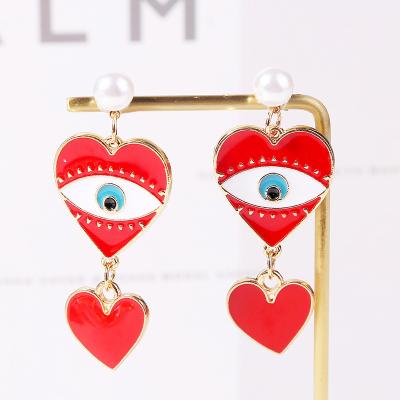 China 2021 New BOHEMIA Fashion Exaggerated Bohomia Circle Earrings Evil Eye Punk Red Circle Earrings for sale