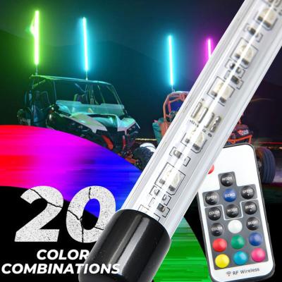 China Remote Control Antenna Whips Light Accessories Spiral RGB LED Whip Lights For UTV Off-Road Vehicle ATV 3ft/4ft/5ft/6ft for sale