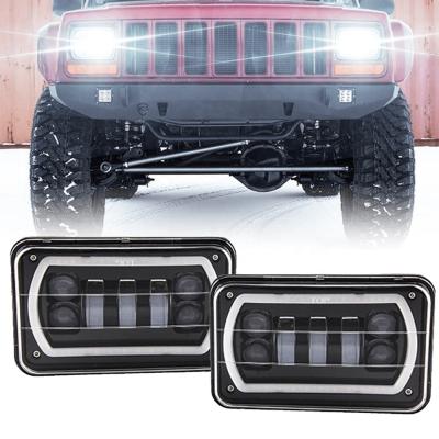 China Light 4x6 Led Beam Anti Flicker 4x6 Square Hi/Lo Beam Headlight 30W Led h4 With White DRL For Truck for sale