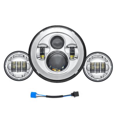 China PC A Full Set Of Motorcycle 7 Inch Round Led Headlights With 4.5 Inch Led Fog Lights for sale