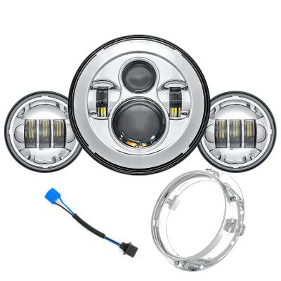 China Full PC Set Of Motorcycle With Bracket 4.5 Inch 7 Inch Round Led Fog Lamp Led Headlight for sale