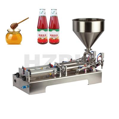 China Sauce Honey Paste Filling Car Customized HZPK Semi Double Spouts Water Bottle Shampoo Jam Machine for sale