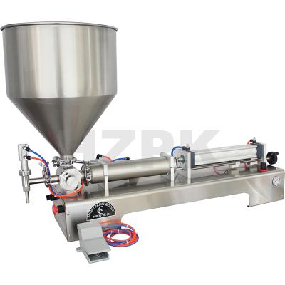 China HZPK 2 food heads fully pneumatic semi-automatic stainless steel double nozzles dough, cream, liquid filling machine for sale