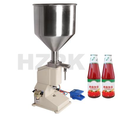 China HZPK A02 Pneumatic food pedal paste filling machine/Semi-automatic paste filler 5-50ml for sale