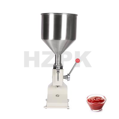 China HZPK A03 5-50ml Small Manual Food Ketchup Sauce Honey Pouch Bottle Paste Liquid Filler Tabletop Cream Filling Machine for sale