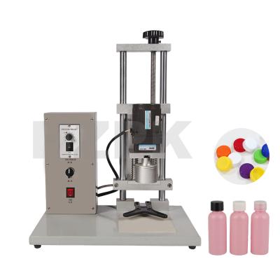 China HZPK 40W Food Manual Tabletop Glass Plastic Jar Narrow Cap Screwing Semi-automatic Cap Machines For Flat Caps for sale