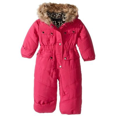 China Super Warm Faux Fur Hood Kids Snowsuit Baby Overalls Winter Waterproof Outdoor Infant Clothing for sale