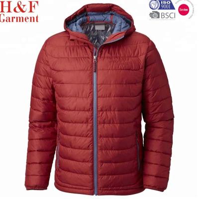 China Men Sustainable Winter Fabric Ripstop Water Repellent Polyester Wadding Warm Jacket in Red for sale