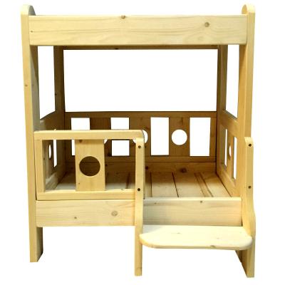 China Factory Original Designer Wooden Pet Bunk Bed Viable Pet Furniture Dog Sofa Pad Solid Wood Bed With Stair for sale