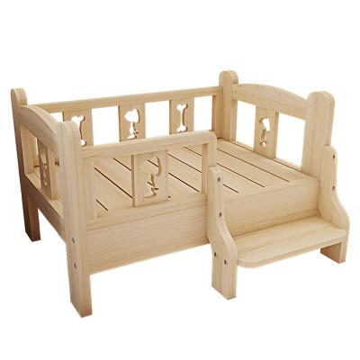 China Original Factory Designer Pet Furniture Dog Sofa Pad Solid Wood Bed Viable Solid Wood Dog Sleep Bed for sale