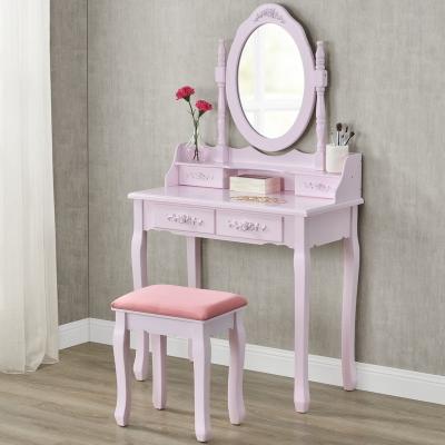 China Children Furniture Kids Living Furniture Set Princess Girls Dressing Room Kids Vanity Make Up Table and Stool with Mirror for sale