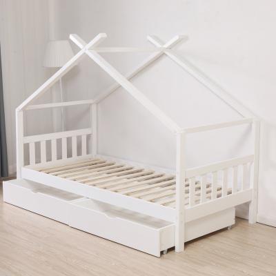 China New Design Solid Pine Bunk Bed Bedroom Frame Attic Bunk Bed Kids Room White Wooden Bed With Drawer for sale