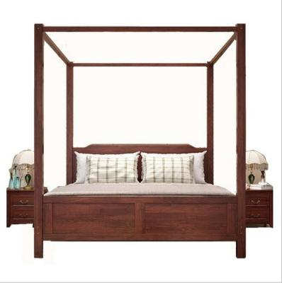 China Bedroom Bed Low Price Antique Wooden King Size Poster Bed Solid Wood Bed For Bed Room Furniture for sale