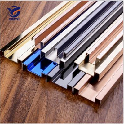 China Modern Decorative Hotel Metal Tile Trim Stainless Steel Mirror Edge Trim Metal Strip Profile for sale