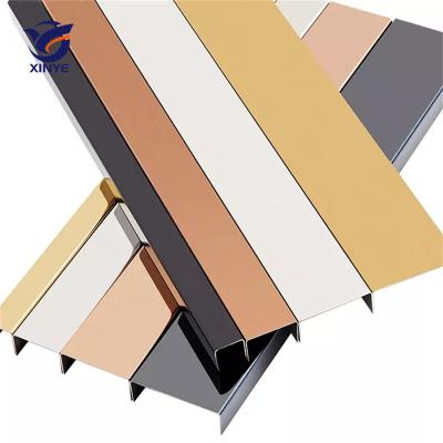 China Modern Modern Mirror Tile Trim Matte Black Metal Flooring Accessories Edging Decoration U Profile Stainless Steel Tile Trims for sale