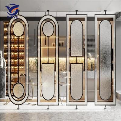 China Stainless Steel Glass Art Dubai Screen Art Deco Crystal Stainless Steel Screen Glass Partition for sale