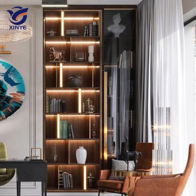 China High End Convertible Customized Stainless Steel Luxury Living Room Home Showcase Light Showcase Cabinet for sale