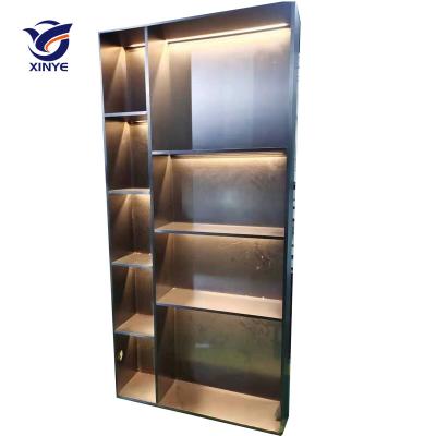 China Convertible Lightweight Luxury Decorative Cabinet Stainless Steel Metal Furniture Display Cabinet for sale