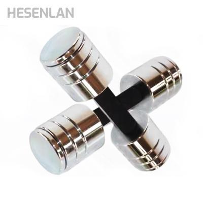 China Plated Dumbbell Hesenlan Commercial Free Weights Set Gym Equipment Fitness Plated Stainless Steel Dumbbell Set for sale