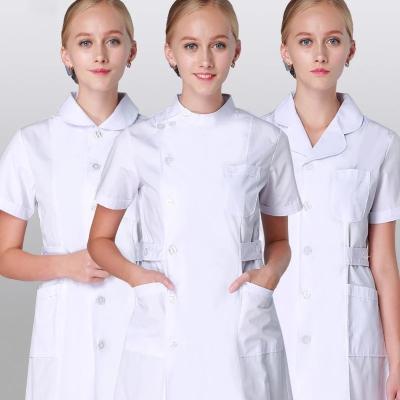 China Hospital Uniforms Dress White Robe Women Nursing Scrub Full Jacket Cotton SPA Beautician Poly Veterinary Hospital Uniform Sets for sale