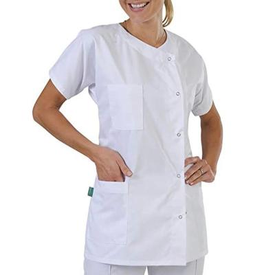 China Nurse Uniform Tunics Hospital Couples Top Plus Size Multi-pocket Sheer Top Tee Color Short Sleeve Couples Plus Size White Clothing for sale