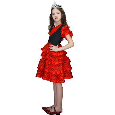 China Custmized Class Flamenco Kids Adult Female Spanish Women Gypsy Girls Skirt Belly Dance Costume Red Black Striped Swing Dress Kids Big for sale