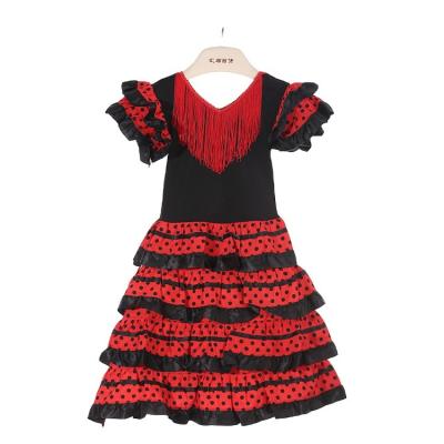 China Custmized Classy Traditional Spanish Flamenco Dance Dress For Girls Classic Flamengo Style Skirt Bullfighting Festival Gypsy Ballroom Red for sale