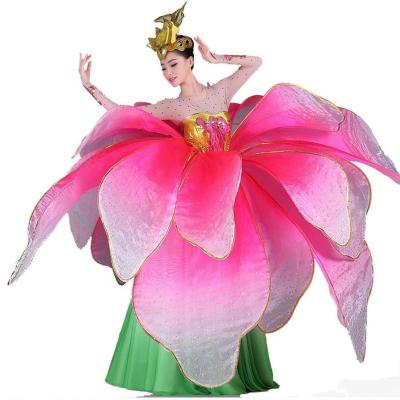 China Eco-friendly Fancy Blooming Openable Flowers Dance Dress Girls Dance Stage Costume Performance Dress Stage Dance Wear for sale