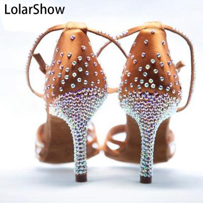 China Woman Party Ballroom Shoes Satin Dance Shoes Crystal Rhinestone Latin Dance Ballroom SALSA Dancing Shoes for sale