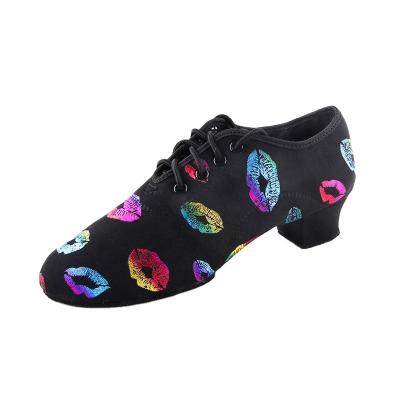 China New Dance Sneakers Color Lips Dance Sneakers Teacher Training Shoes Ballroom Fitness Latin Dance Shoes Woman Girls Shoes Dance for sale