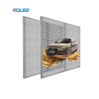 China Glass wall; Shopping Mall HTJLED P3.91-7.81High Transparency LED Display Indoor Transparent Window Advertising Show LED Screen For Glass Wall for sale