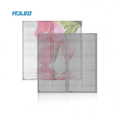 China Indoor glass curtain; P7.8-7.8 Indoor/Outdoor Transparent Glass Display Advertising Window High Curtain LED Display Screen Transparent Price for sale