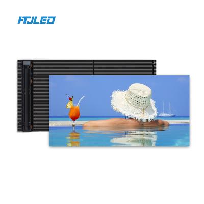 China HTJLED commercial environmental advertising solutions led outdoor glass mesh TV screen transparent outdoor advertising LED curtain video wall display for sale