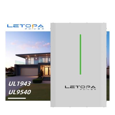 China Home Solar Energy Storage System LETOPA Wall-Mounted 51.2V 48V 100Ah 5.12kWh LFP ION  LiFePO4 5kW Battery PowerWall for Home energy storage battery for sale