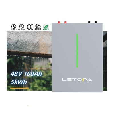 China Toys LETOPA IP65 UL Approved Deep Cycle Tesla 5kWh Wall Mounted 48v 100ah Powerwall Home Battery Solar Energy Storage Lithium Battery for sale