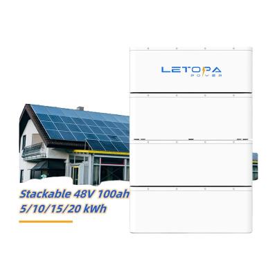 China Environmental Safety Long Life LETOPA Stackable Modular 51.2v Home Solar System 48V 200Ah Energy Storage 10kwh 20kwh 30kwh 50kwh Lifepo4 Lithium Ion Battery for sale