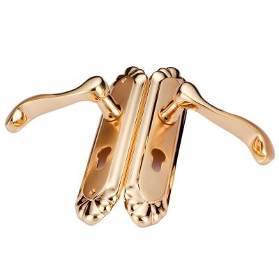 China Gold Brass Luxury Simple Bedroom Lock Handle Door Fancy Household Wooden Door Lock for sale